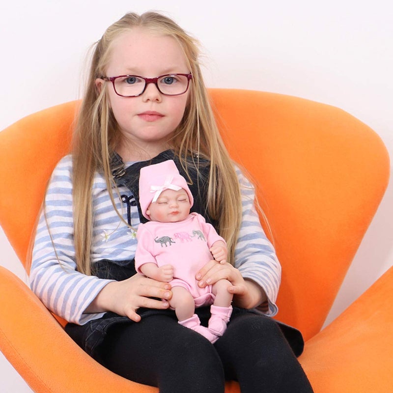 ENADOLL Reborn Baby Doll Realistic Silicone Vinyl Baby Girl 10 inch Lifelike Doll Gift Set for Ages 3+(10 inch  Close Eyes Girl) - Image 3